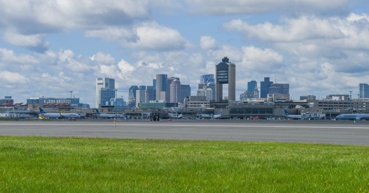 Boston Logan Airport with city in the background